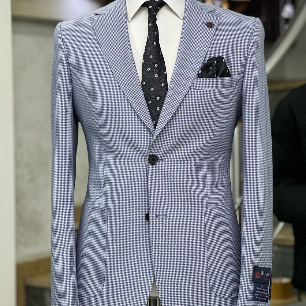 Men's Blue Checkered Blazer